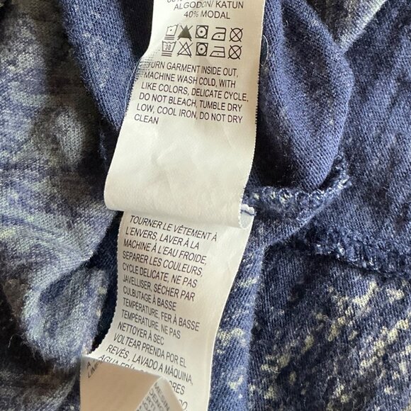 LUCKY BRAND Shirt Women’s L Navy Geometric Burnout Short Sleeve Boho Top Tee - Picture 10 of 10